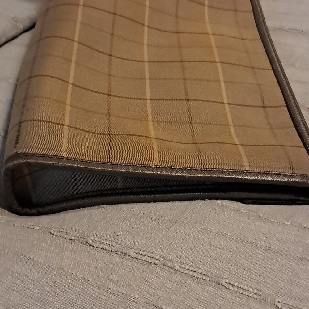 Burberry Nova Check Clutch Vintage Luxury Neutral Leather Classic Plaid Chic - Picture 5 of 9